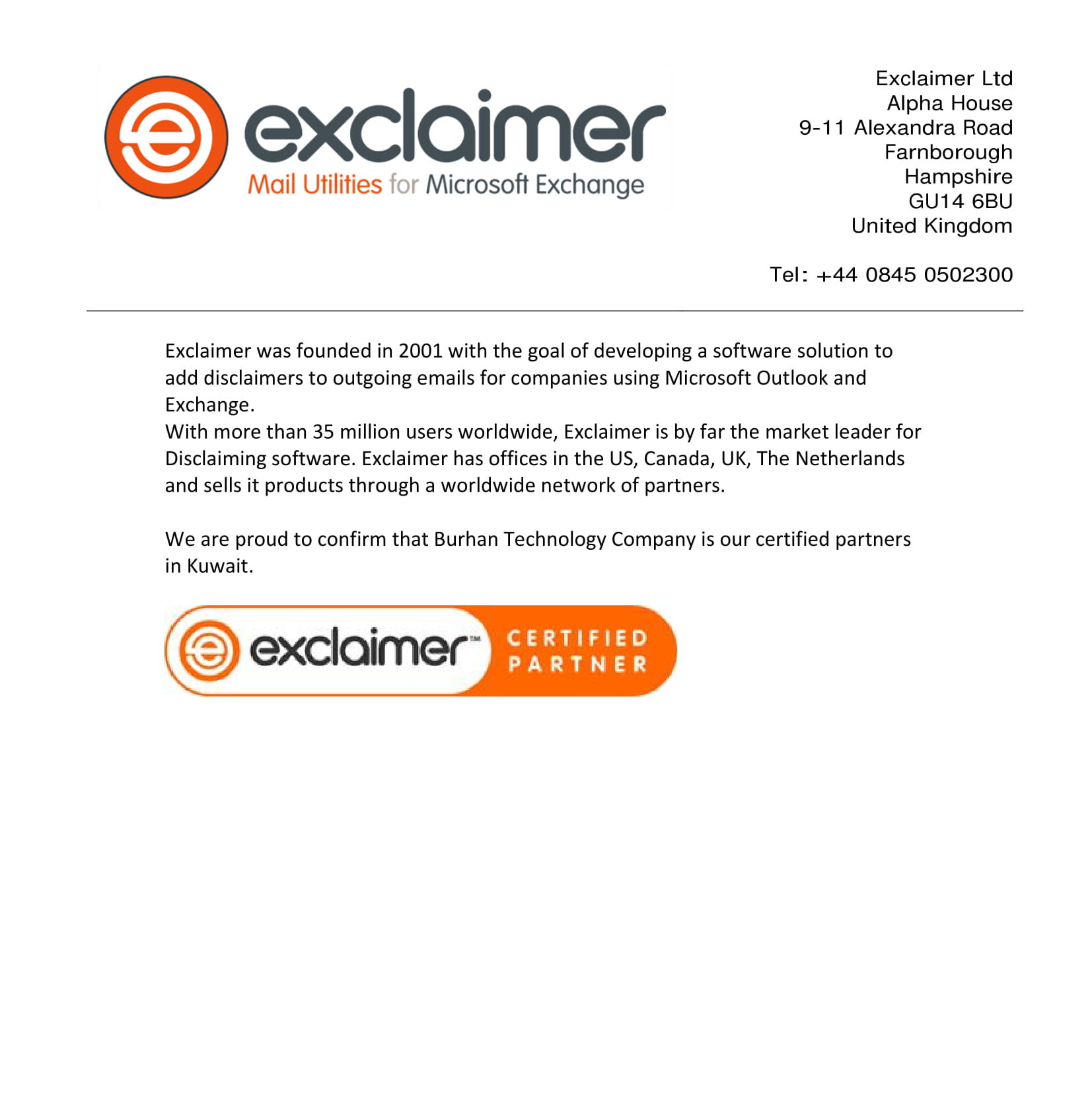 Exclaimer Certified Partner in Kuwait – Burhantec