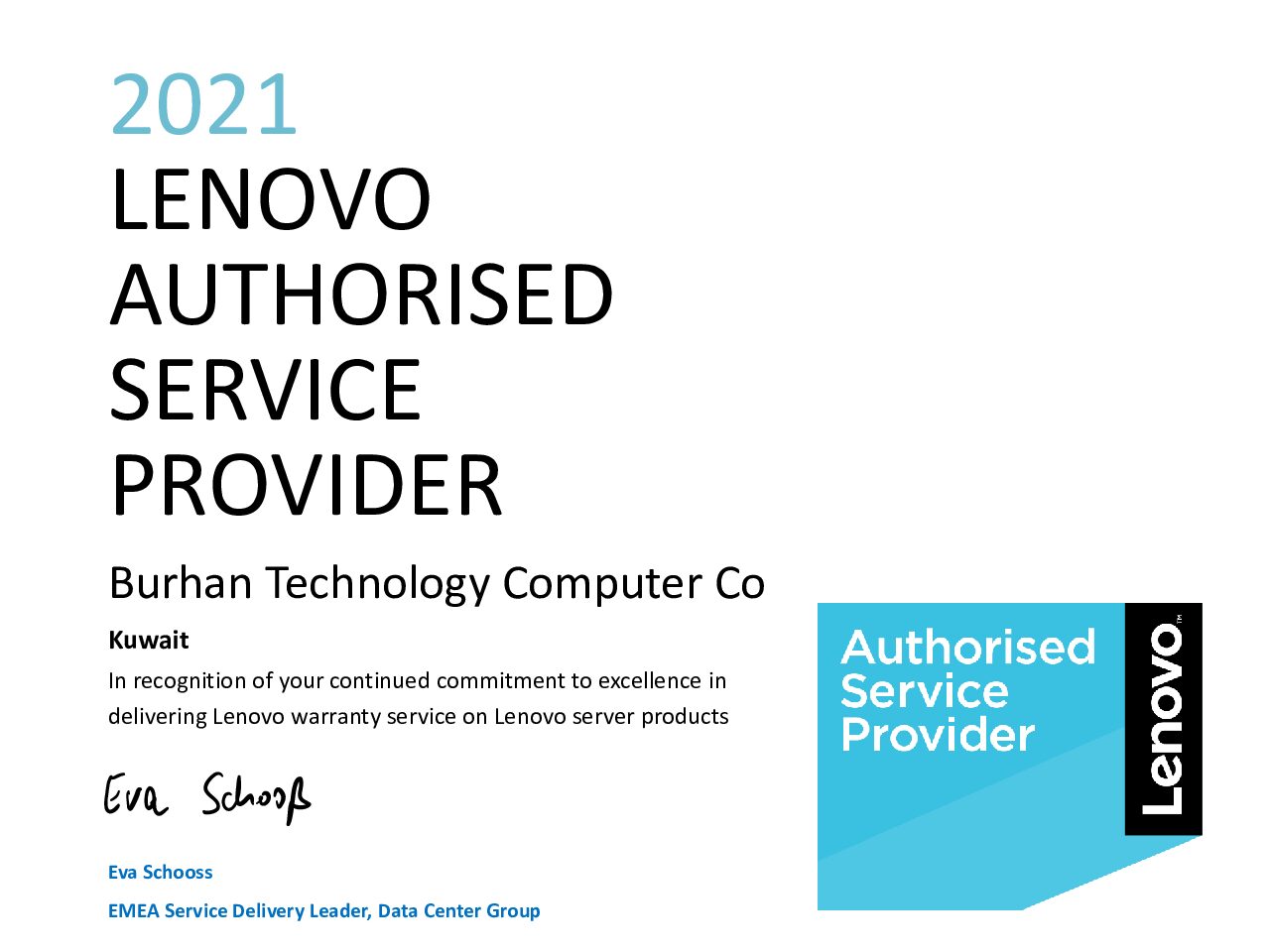 Burhantec becomes Lenovo Authorised Service Provider 2021 in Kuwait